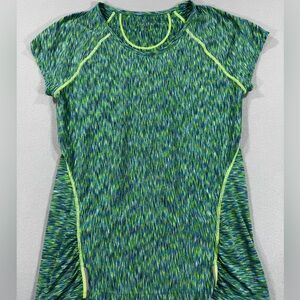 Athleta Heathered Green & Blue Athletic Tee, Small